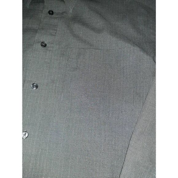 Mens 15-15.5 Arrow Wrinkle Free Dark Grey Long Sleeve Button Front Dress Shirt - Picture 3 of 3